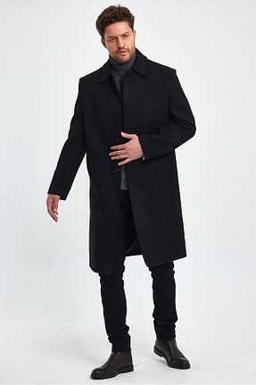 پالتو پشمی مشکی مردانه رگولار TREND KOMBİN - کد 786127900