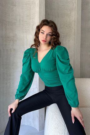بلوز سبز زنانه ساده bacc - کد 878730123