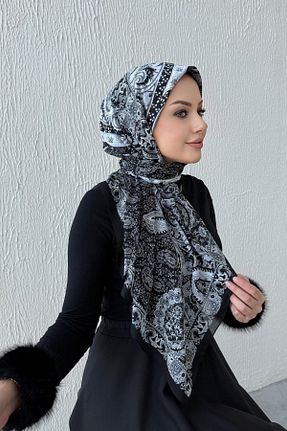 شال مشکی زنانه ابریشم Byedauzunlar - کد 878819623