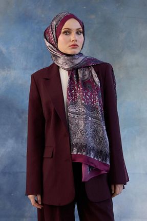 شال زرشکی زنانه پنبه پلی استر İpekhan - کد 878837566