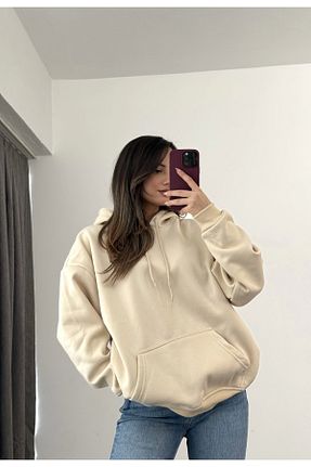 سوئیشرت بژ زنانه ساده nona butik - کد 878932584