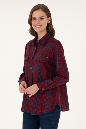 پیراهن قرمز زنانه یقه پیراهنی U.S. Polo Assn. - کد 878969952