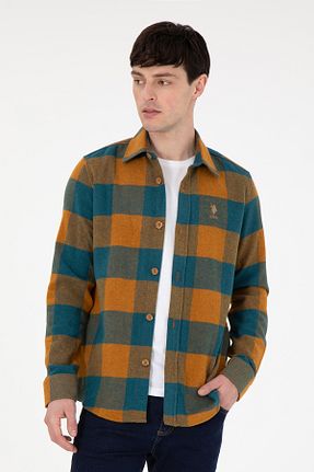 پیراهن قهوه ای مردانه یقه پیراهنی U.S. Polo Assn. - کد 878962385