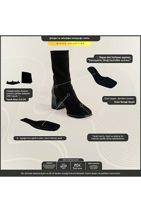 بوت / نیم بوت مشکی زنانه چرم مصنوعی Güllü Shoes - کد 874878687