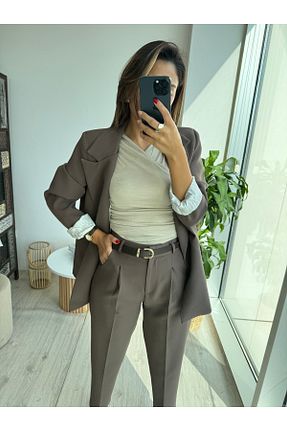 کت بلیزر قهوه ای زنانه Blazer HilalFidanButik - کد 878978396