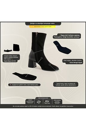 بوت / نیم بوت مشکی زنانه چرم مصنوعی Güllü Shoes - کد 874878698