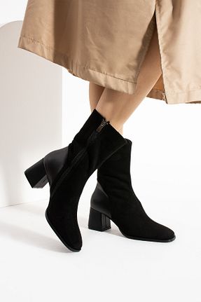 بوت / نیم بوت مشکی زنانه چرم مصنوعی Güllü Shoes - کد 874878698