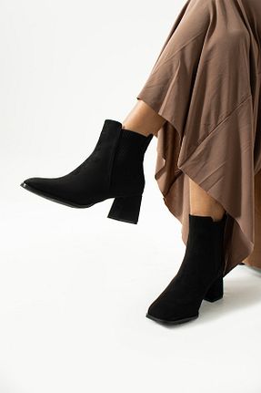 بوت / نیم بوت مشکی زنانه چرم مصنوعی Güllü Shoes - کد 872911707
