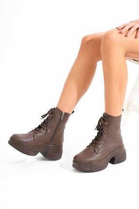 بوت / نیم بوت قهوه ای زنانه چرم مصنوعی Modaiconu - کد 878988156