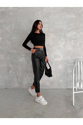 شلوار حجاب مشکی زنانه چرم مصنوعی winmoda - کد 879001295