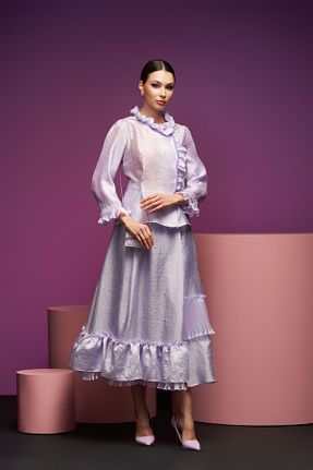 لباس مجلسی و فارغ التحصیلی بنفش زنانه بافتنی İnce - کد 872189030