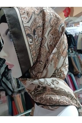 شال قهوه ای زنانه پنبه ای scarfella - کد 879014174