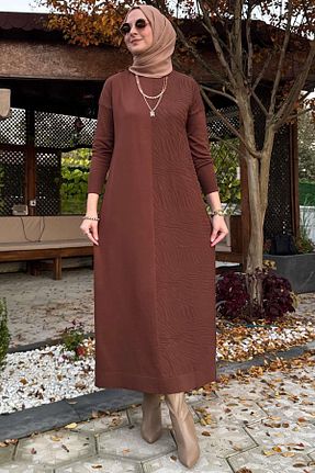 لباس حجاب قهوه ای زنانه رگولار Rabia Şamlı - کد 879012999