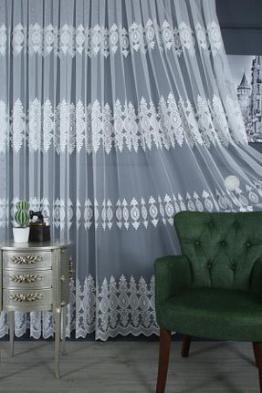 پرده توری سفید ریل دار Perde Pendik - کد 782962432