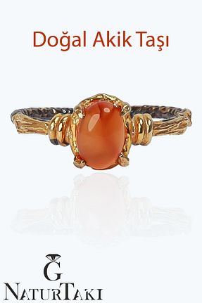 انگشتر نقره قهوه ای زنانه عقیق Naturtakı - کد 879038828
