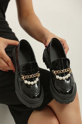 کفش لوفر مشکی زنانه چرم لاکی CICIKIZ - کد 879035193