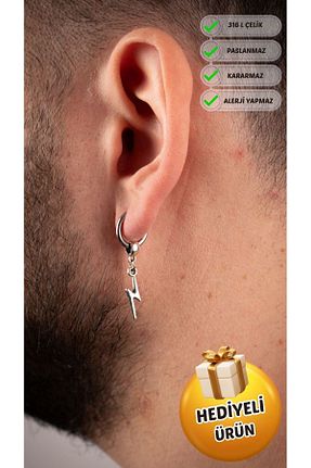 گوشواره استیل (فولاد) متالیک زنانه استیل ضد زنگ Piercing Market Steel & Silver - کد 774447042