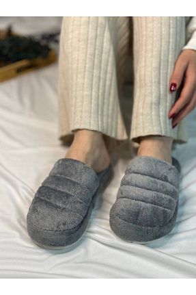 دمپائی خانگی طوسی زنانه مخملی AURORE - کد 876888521