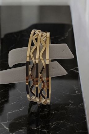 دستبند استیل (فولاد) طلائی زنانه استیل ضد زنگ ESMERAY STEEL - کد 872035392
