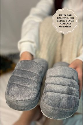 دمپائی خانگی طوسی زنانه مخملی AURORE - کد 876888521