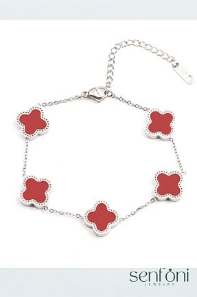 دستبند استیل (فولاد) قرمز زنانه استیل ضد زنگ senfonijewelry - کد 879058716