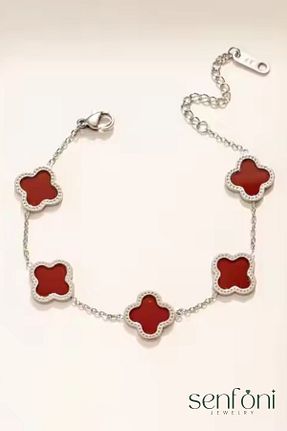 دستبند استیل (فولاد) قرمز زنانه استیل ضد زنگ senfonijewelry - کد 879058716