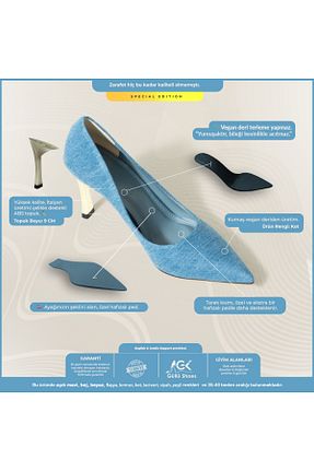کفش استایلیتو آبی پاشنه ضخیم Güllü Shoes - کد 743147967