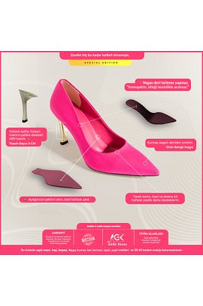 کفش استایلیتو صورتی پاشنه ضخیم Güllü Shoes - کد 520155578