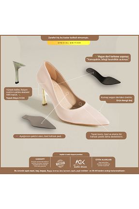 کفش استایلیتو بژ پاشنه ضخیم Güllü Shoes - کد 520154247