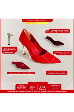 کفش استایلیتو قرمز پاشنه ضخیم Güllü Shoes - کد 519832214