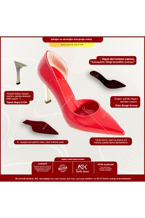 کفش استایلیتو قرمز پاشنه نازک Güllü Shoes - کد 328935088
