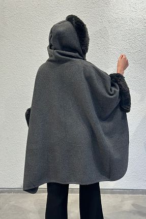 پانچو طوسی زنانه پشمی novon - کد 879098537