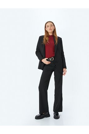 شلوار پارچه ای مشکی زنانه فاق نرمال Koton - کد 892264492