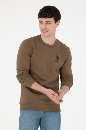 سوئیشرت خاکی مردانه ساده U.S. Polo Assn. - کد 879200475