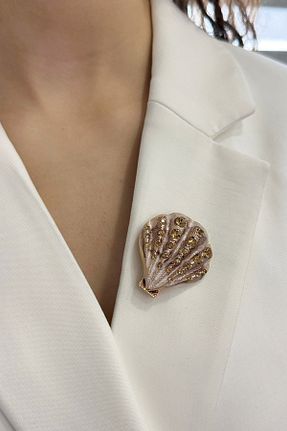 سنجاق سینه قهوه ای زنانه فلزی Modex - کد 833324808