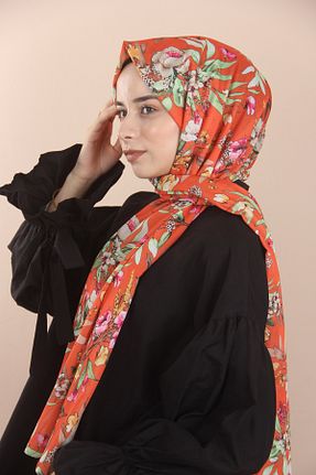 شال نارنجی زنانه پنبه پلی استر Sima - کد 759241559