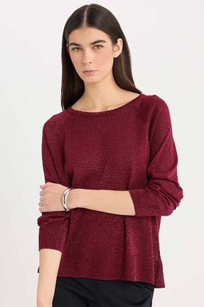 پلیور زرشکی زنانه ساده Defacto - کد 879222811