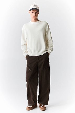 پلیور سفید مردانه ساده Pull & Bear - کد 879234658