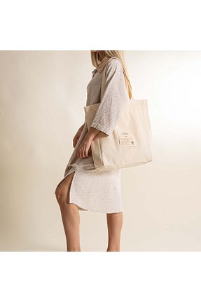 کیف دوشی بژ زنانه پارچه ای Ecocotton - کد 879238814