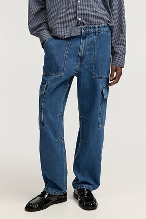 شلوار جین آبی مردانه پاچه ساده Pull & Bear - کد 879239832