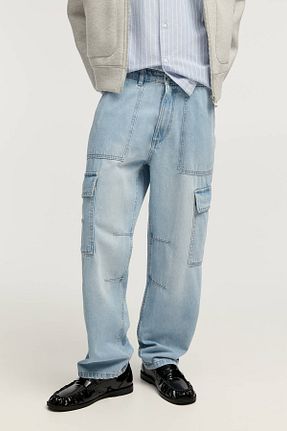 شلوار جین آبی مردانه پاچه ساده Pull & Bear - کد 879239837