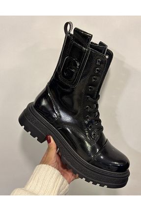 بوت / نیم بوت مشکی زنانه چرم لاکی MİSS PARK MODA - کد 879237447
