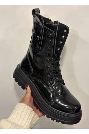 بوت / نیم بوت مشکی زنانه چرم لاکی MİSS PARK MODA - کد 879237447