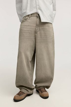شلوار جین طوسی مردانه پاچه گشاد Pull & Bear - کد 879238982