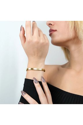 دستبند استیل (فولاد) طلائی زنانه استیل ضد زنگ Ladues - کد 879300592