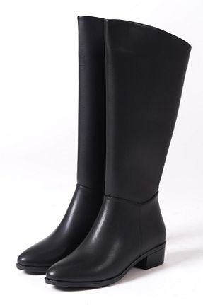 چکمه مشکی زنانه چرم مصنوعی Ayakkabı Podyumum - کد 879300567