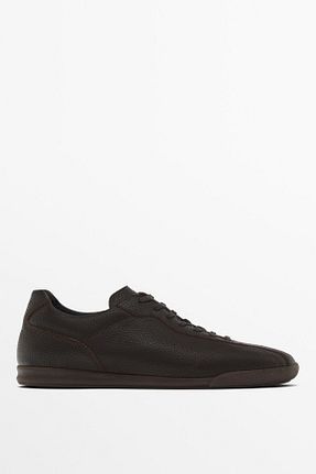 کفش اسنیکر قهوه ای مردانه چرم اصل Massimo Dutti - کد 879300803