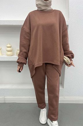 ست بالاتنه و پائین تنه قهوه ای زنانه بافتنی Pardesü Dünyası - کد 879301089