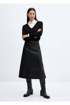 پلیور مشکی زنانه ساده MANGO - کد 748876804