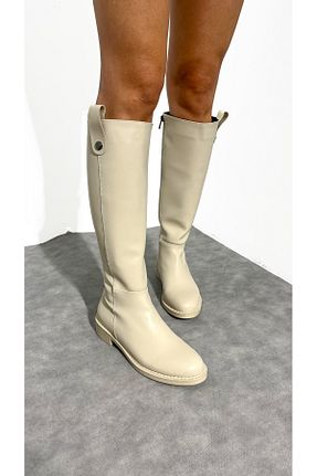 چکمه بژ زنانه چرم مصنوعی SİBA SHOES - کد 879282728